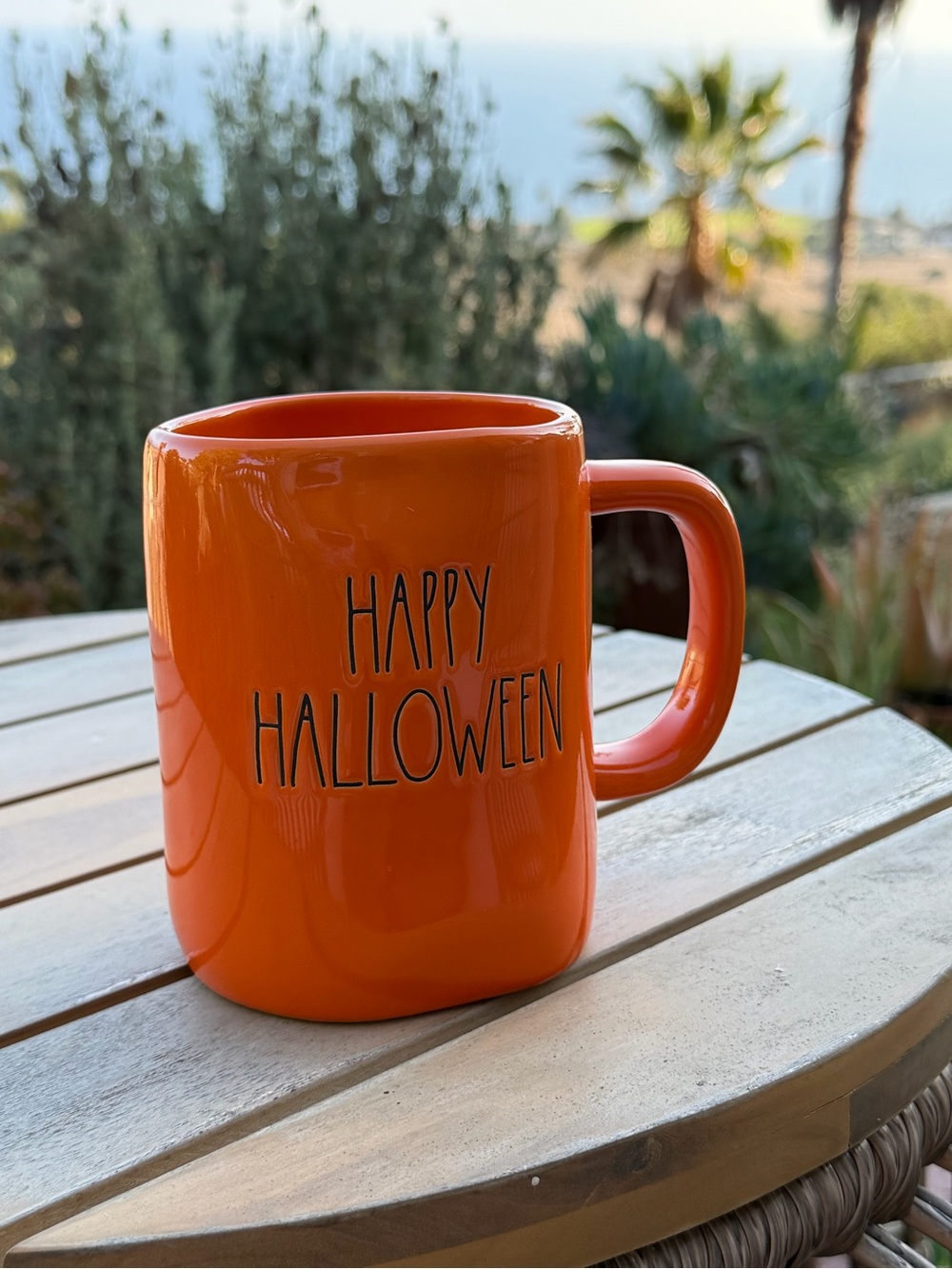 Rae Dunn Orange "Happy Halloween" Ceramic Mug